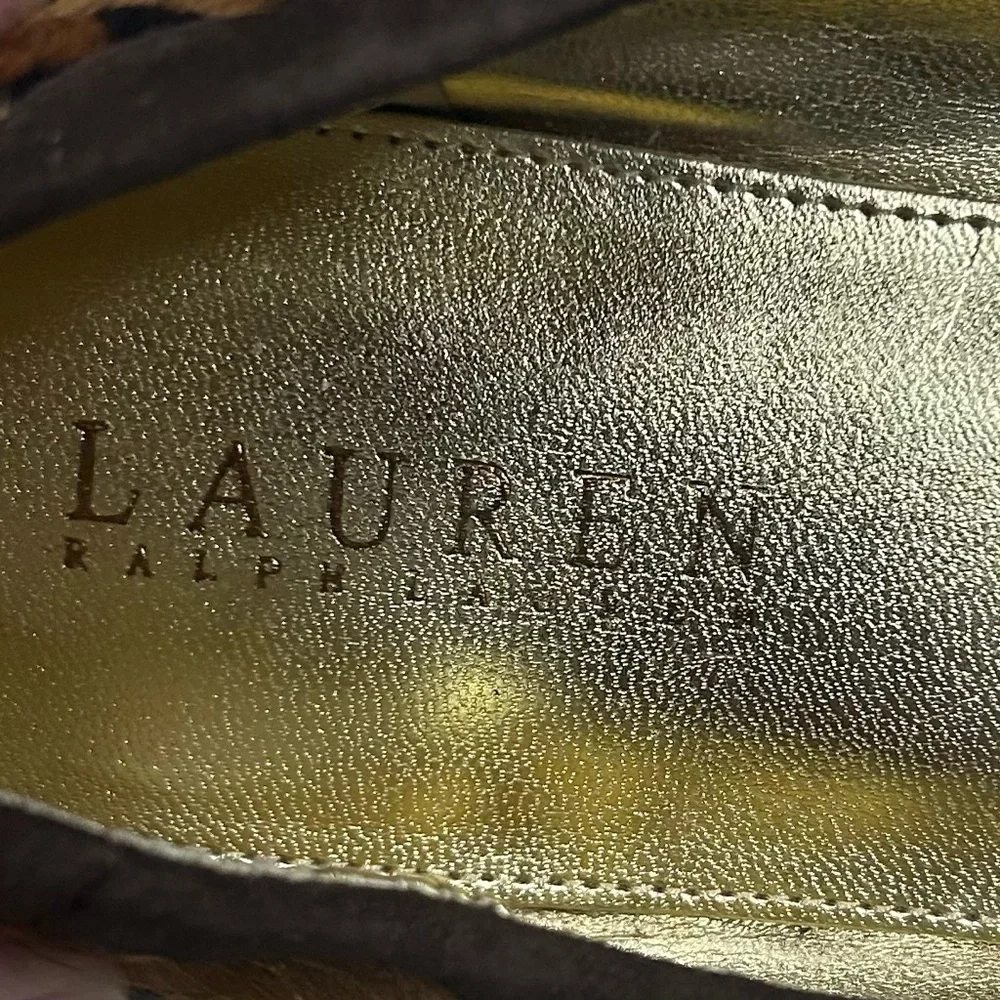 Lauren Ralph Lauren Size 7 Calf Hair Leopard Flats with Suede Bow